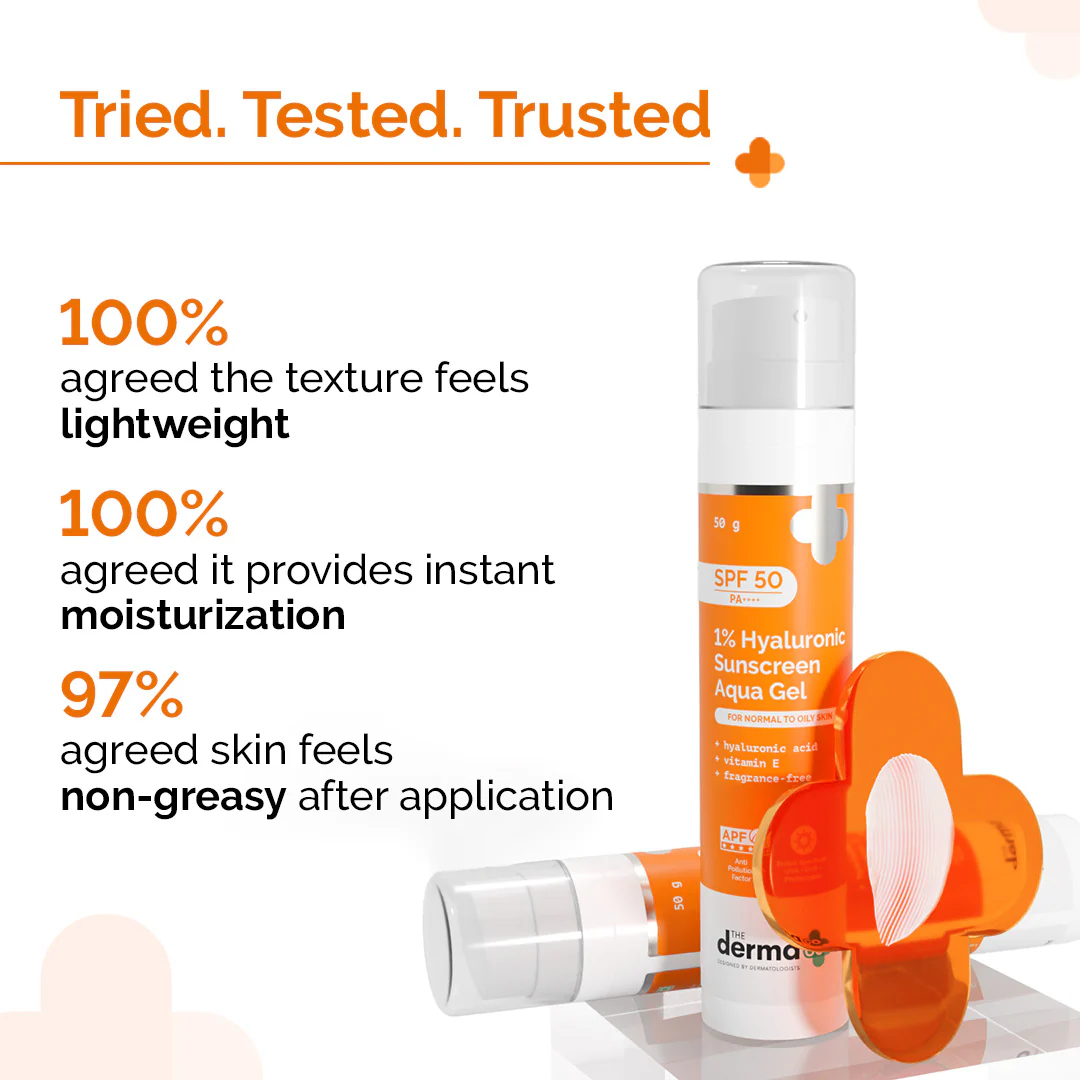 1% Hyaluronic Sunscreen Aqua Gel In Vivo Tested (ISO 24444:2019 Certified, CTRI/2025/02/080287) with SPF 50 & PA++++ - 50g - Image 9