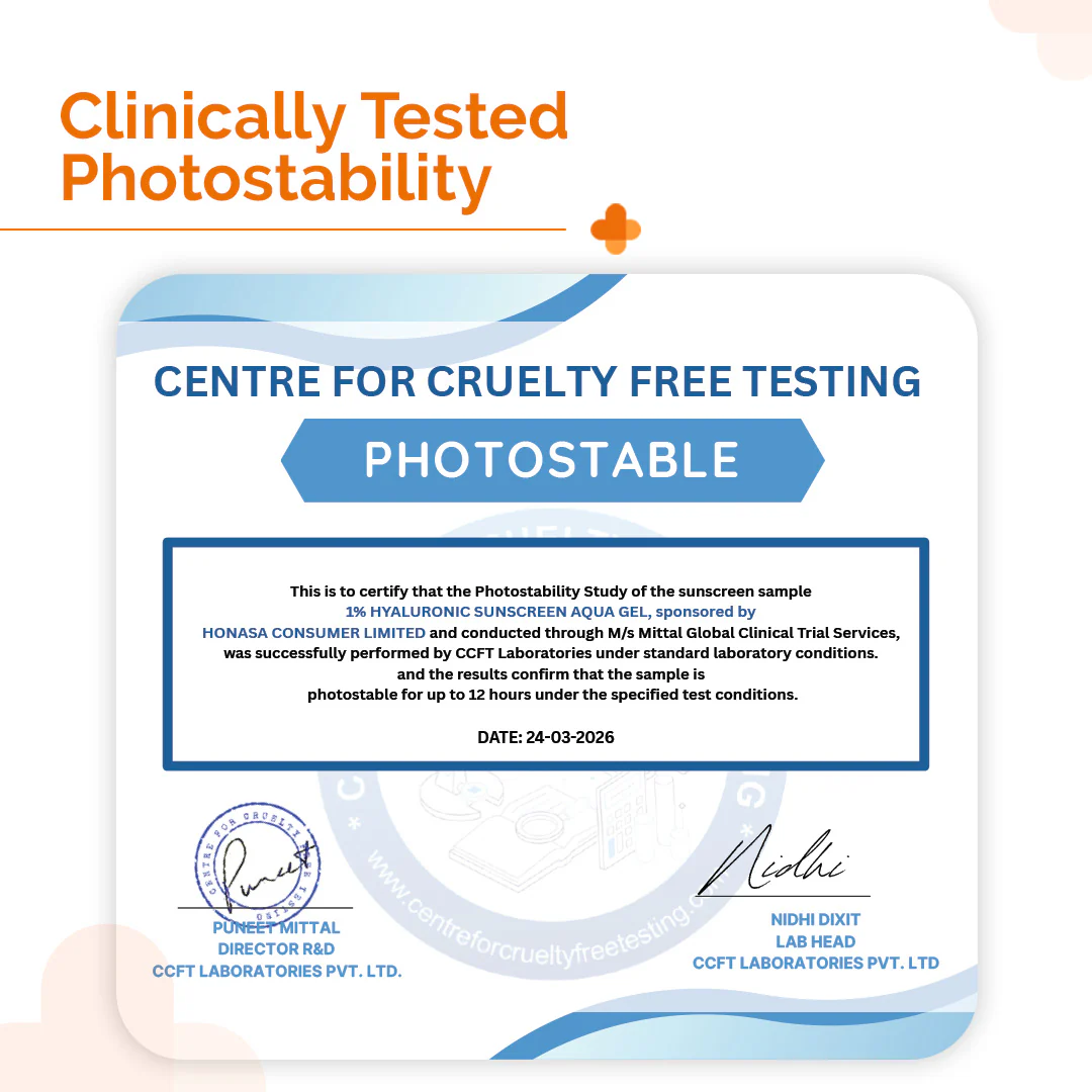 1% Hyaluronic Sunscreen Aqua Gel In Vivo Tested (ISO 24444:2019 Certified, CTRI/2025/02/080287) with SPF 50 & PA++++ - 125 g - Image 3